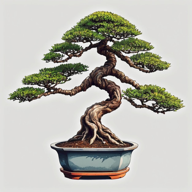 Photo a bonsai tree is in a pot with a brown pot