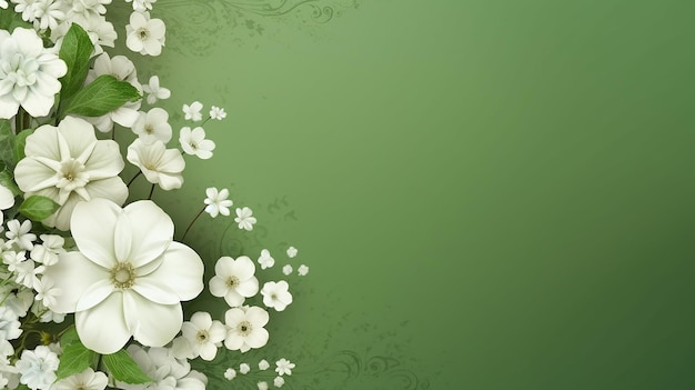 Border of delicate white flowers floral abstract background Generative AI