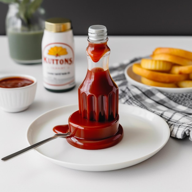 A bottle of ketchup that says ketchup on it