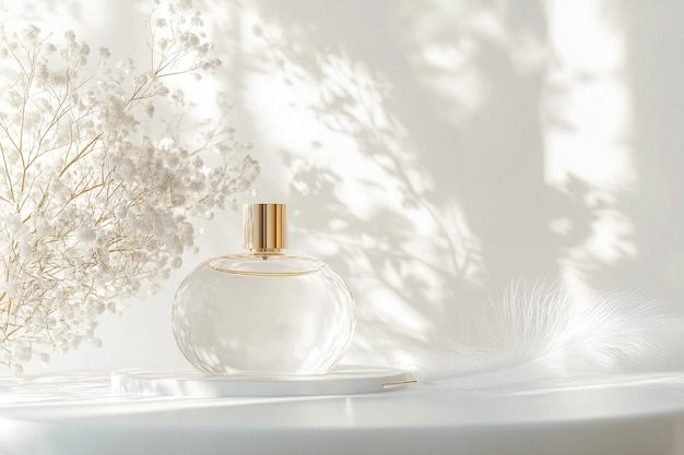 Photo a bottle of perfume sits on a white table