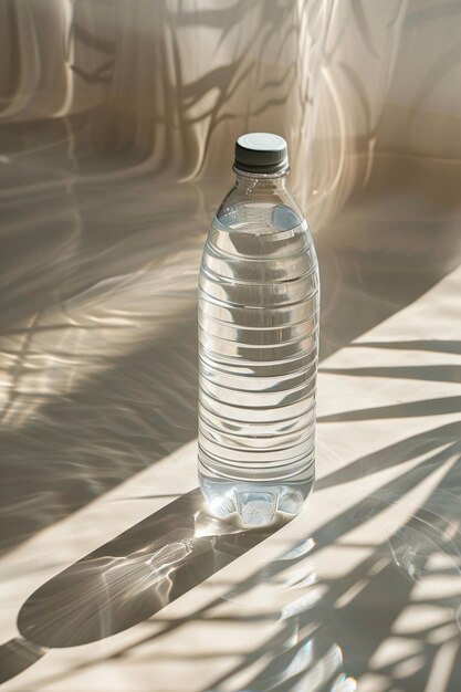 Photo a bottle of water that is on a water surface