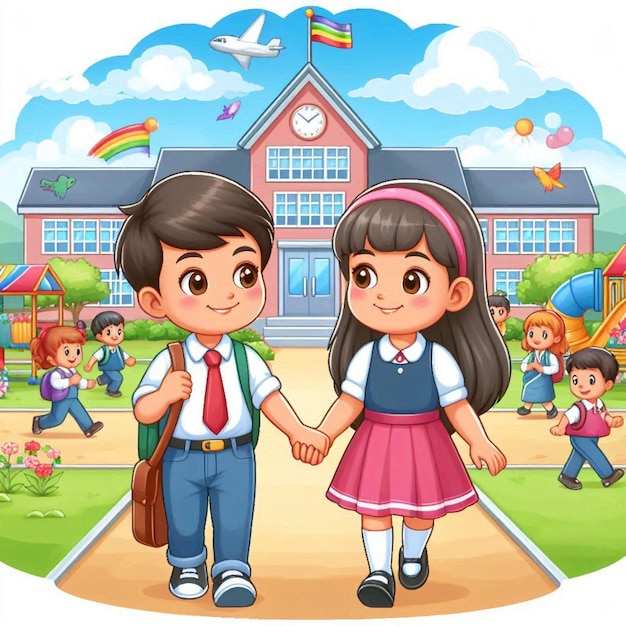 boy and girl at school