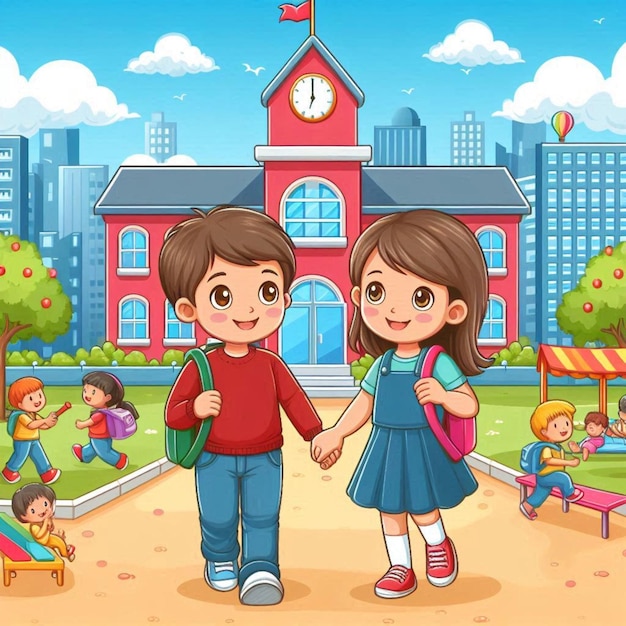 boy and girl at school