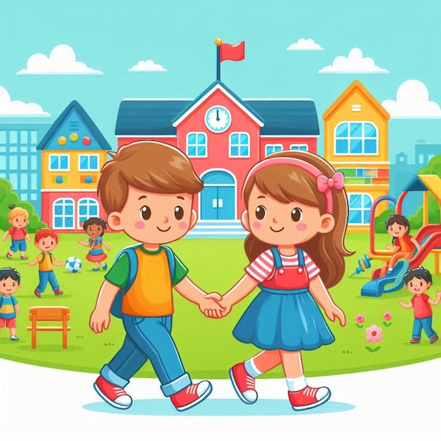 boy and girl at school