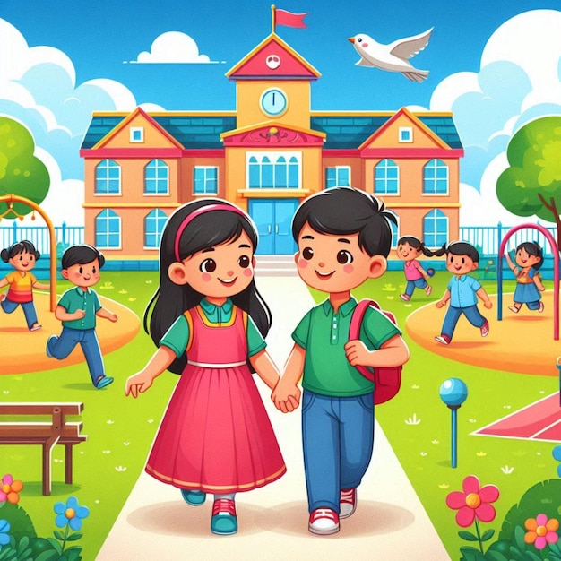 boy and girl at school