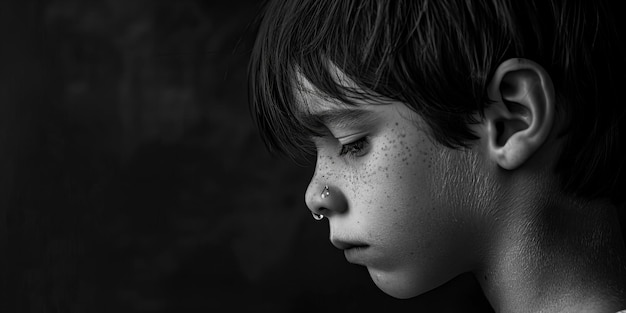 a boy with a ring on his nose