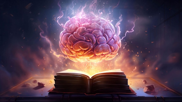 a brain in a magic book