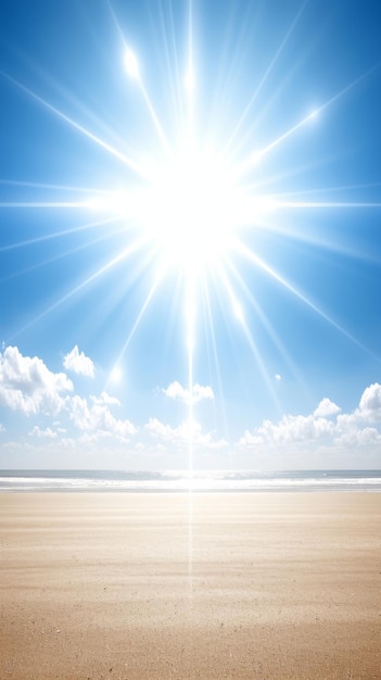 Foto una spiaggia luminosa e soleggiata è raffigurata con palme che si oscillano dolcemente sotto un cielo blu limpido il mare calmo invita i viaggiatori a godersi un'esperienza di vacanza tranquilla