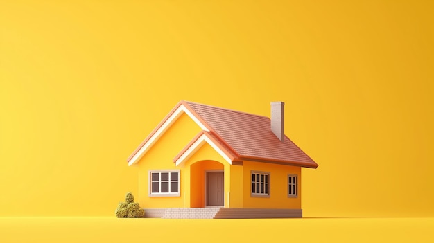 Photo a brightly colored model house against a vibrant yellow backdrop showcasing a charming design and inviting atmosphere