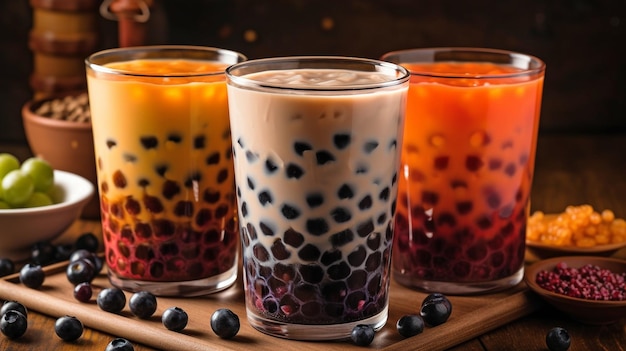 Photo bubble tea can be served with various chewy generative ai ingredients in addition to tapioca pearls