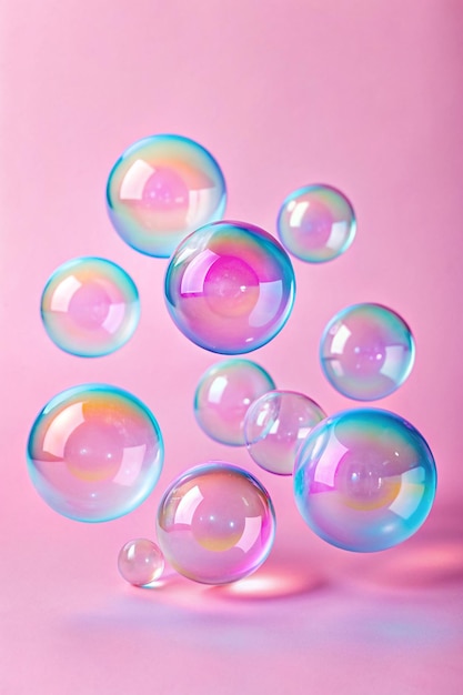 Photo bubbles are in a pink background and the pink background is pink