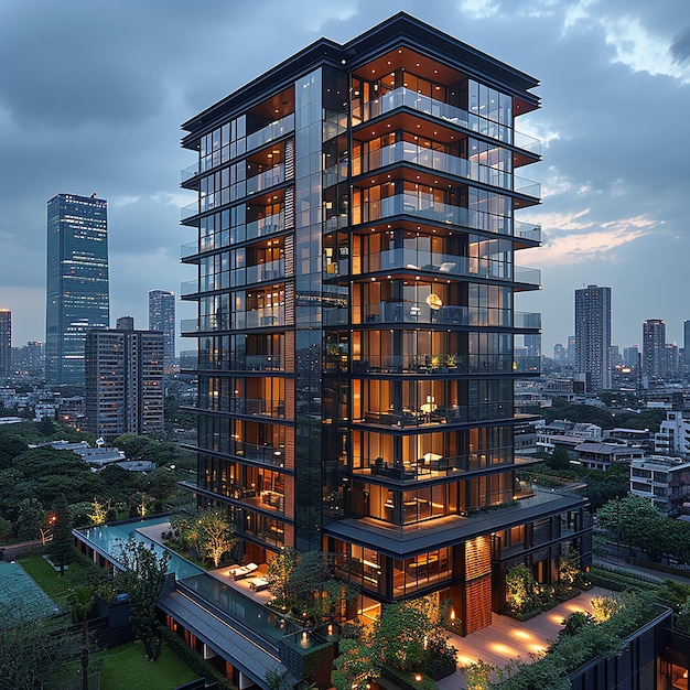 a building with a lot of windows and a large building with a lot of windows