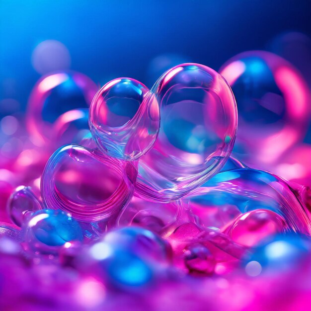 Photo a bunch of bubbles in a bowl with a purple background