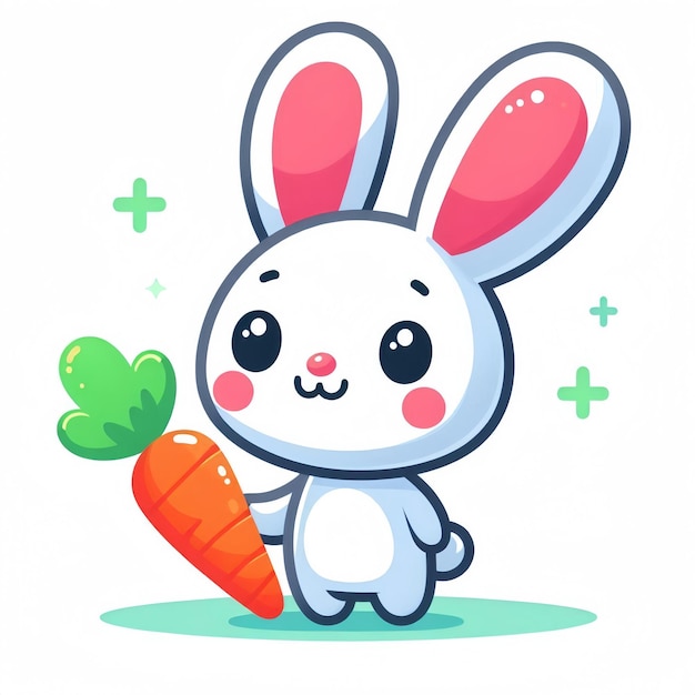 Photo a bunny with a carrot and a green leaf on it