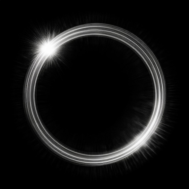 Photo burst motion ring to left light effect overlay isolated in black background