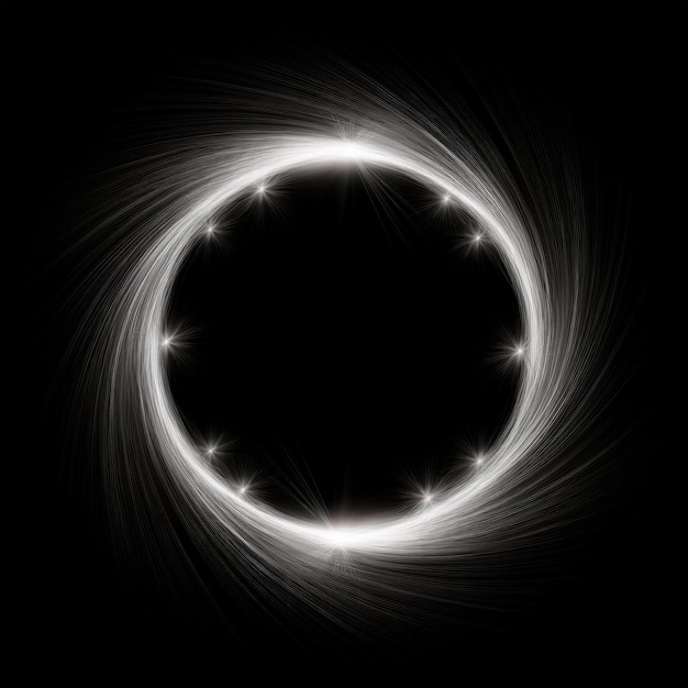 Photo burst motion ring to left light effect overlay isolated in black background