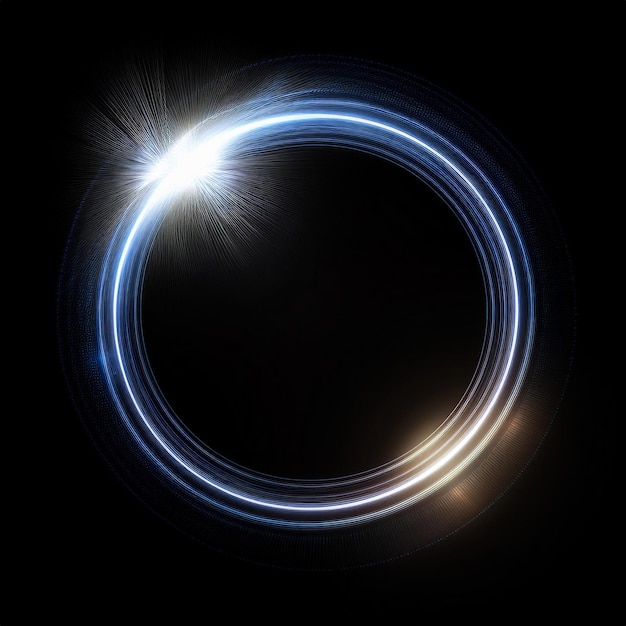 Photo burst motion ring to left light effect overlay isolated in black background