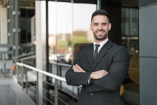 Businessman in suit at street