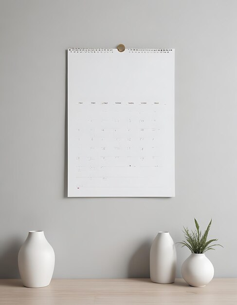 Photo calendar hooked on wooden board