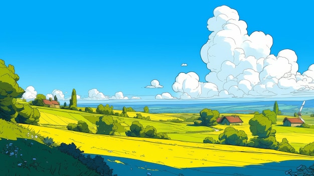 Calm landscape cartoons for serene website background designs collections