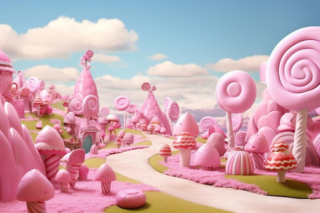 Candy of pink land background