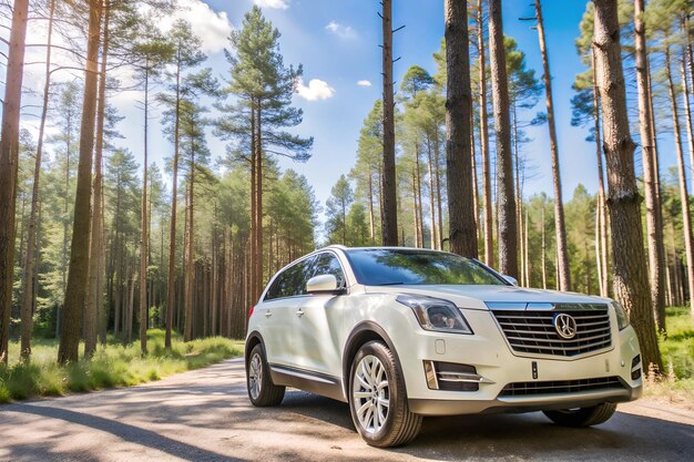 Photo car parked on the forest