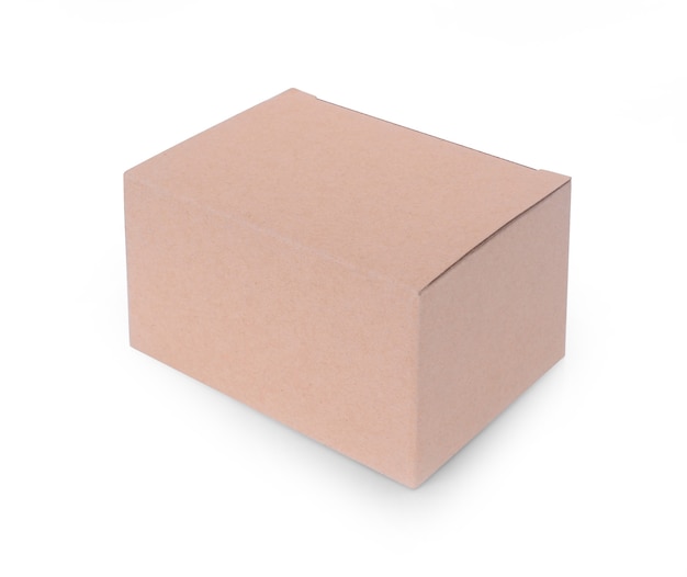 Cardboard box on white background