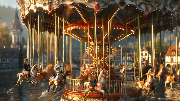 a carousel with a lot of lights on it