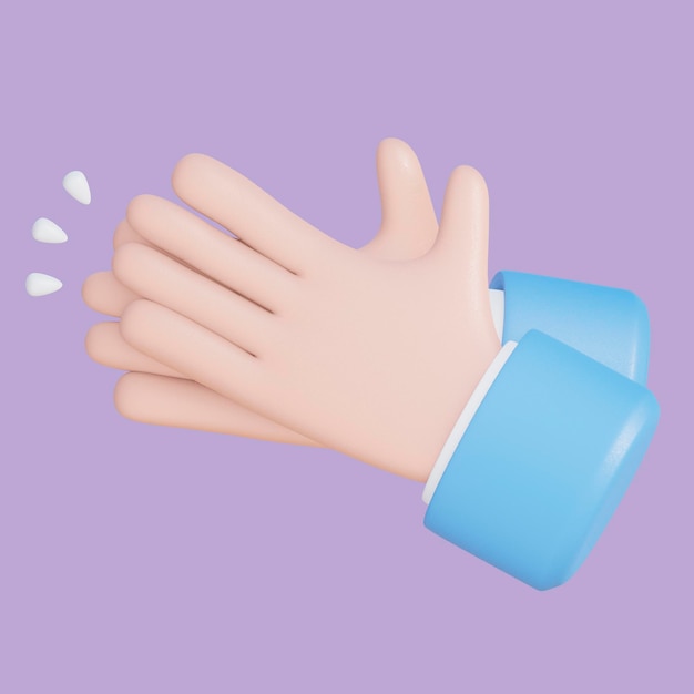 Cartoon 3d hands Cartoon character hands clapping or applause with loud noise Applause gesture Emoticon sign Congratulation Winner Success Teamwork icon isolated on background 3d rendering