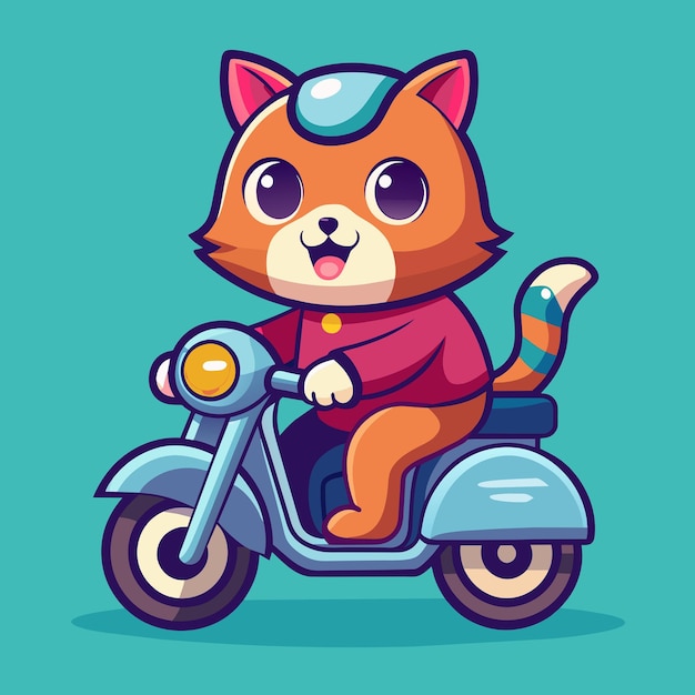 a cartoon cat rides a scooter with a cartoon character on the front