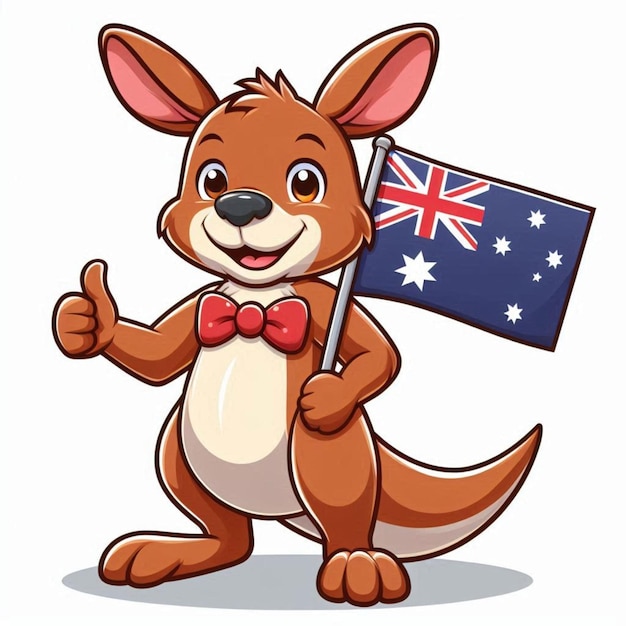 Photo a cartoon character with a flag and a kangaroo holding a flag