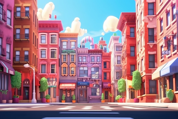 Cartoon City Street Metropolis 3D Animation Style for Kids