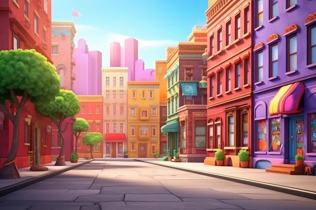 Cartoon City Street Metropolis 3D Animation Style for Kids