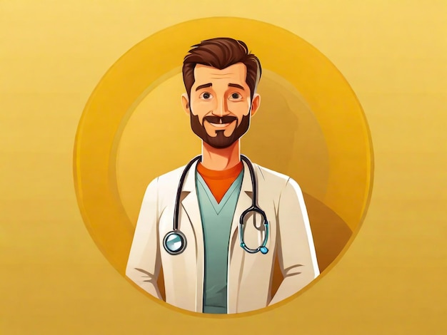 A cartoon of a doctor with a stethoscope on his neck Vector Illustration Isolated cartoon style simple very minimal