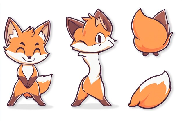 Photo a cartoon of a fox with a tail