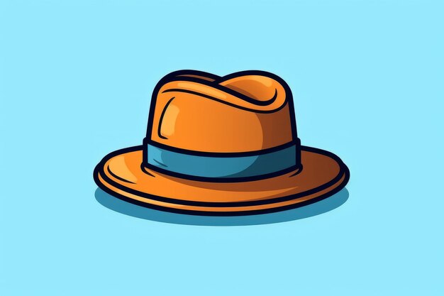 A cartoon of a hat with a blue band around the top.