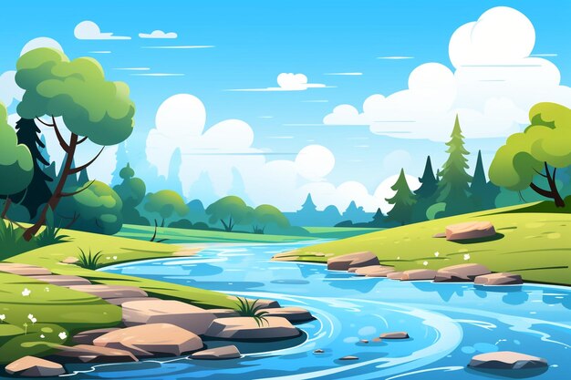 Photo cartoon river images background and copy space