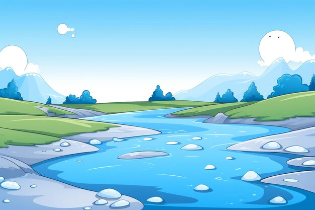 Photo cartoon river images background and copy space