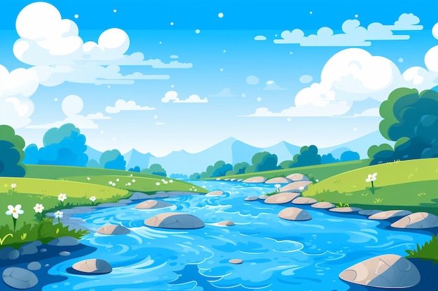 Photo cartoon river images background and copy space