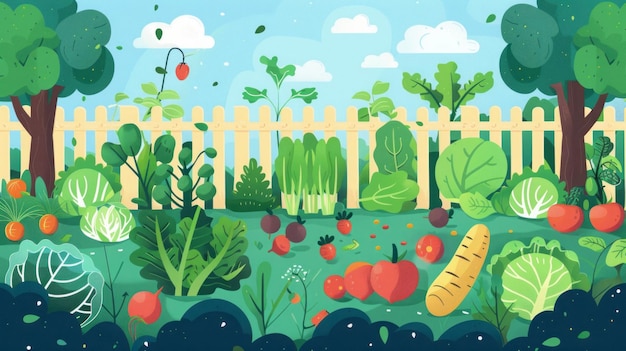 Photo cartoon vegetable garden