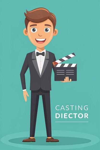 Foto direttore del casting flat vector illustrazione del personaggio