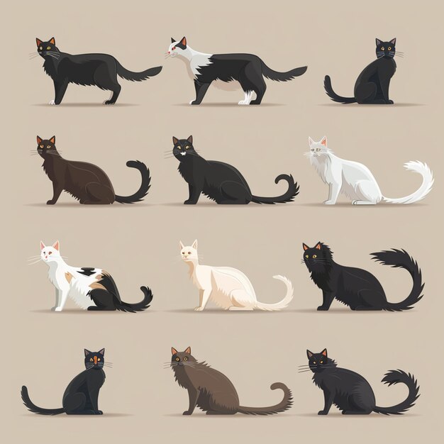 Photo cat set vector