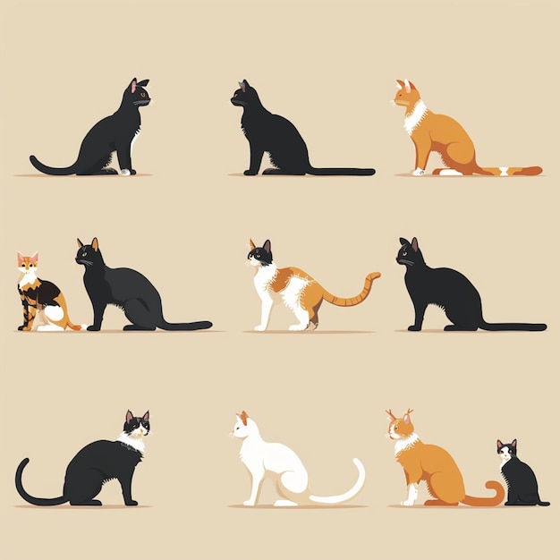 Photo cat set vector