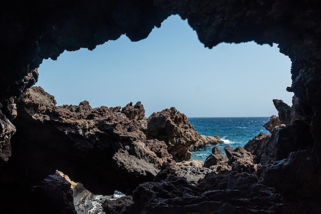 Cave in the Muelle de Orchilla on the southwest coast of El Hierro Canary Islands