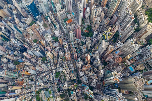 Photo central, hong kong 29 april 2019: aerial view of hong kong downtown city