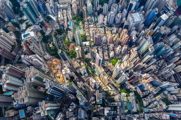 Photo central, hong kong, 30 april 2019: aerial view of hong kong city