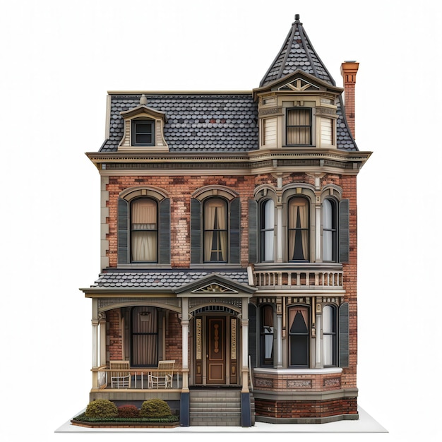 Photo charming photo realistic row house victorian home on white background