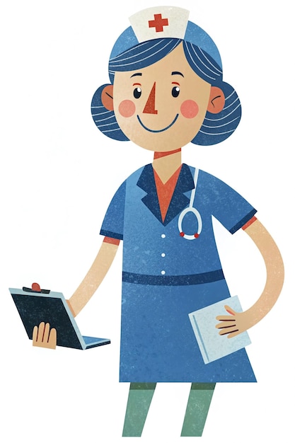 Cheerful Nurse Cartoon Illustration for Healthcare Posters and Flyers