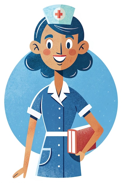 Cheerful Nurse Cartoon Illustration for Healthcare Posters and Flyers