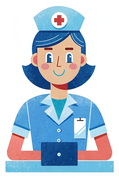 Cheerful Nurse Cartoon Illustration for Healthcare Posters and Flyers